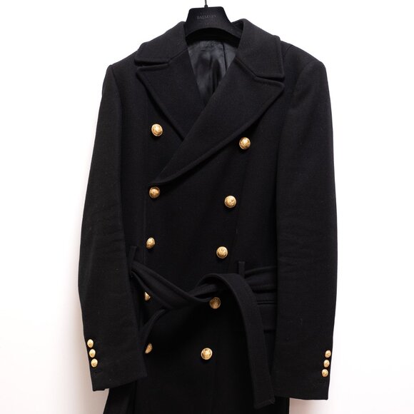 Balmain Men's Long Cashmere Blend Black Jacket Size 48 (M) - Picture 1 of 5